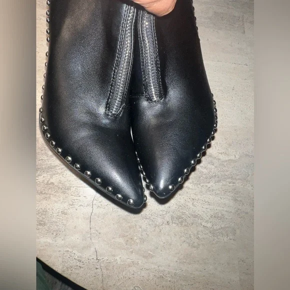 STEVE MADDEN Worthy Ankle Zip Up Booties Stiletto Studded Heels Black Size 7 - Picture 11 of 13